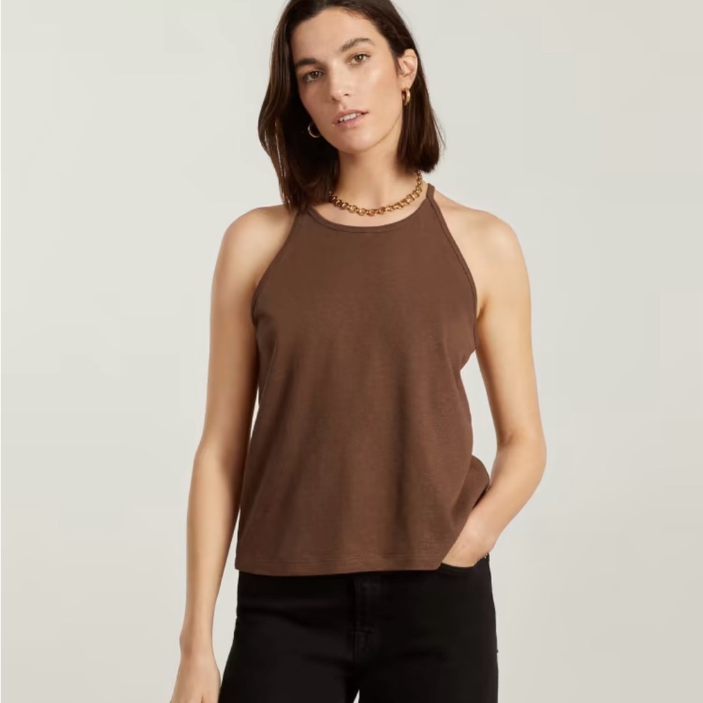 Everlane The Hemp Cutaway Tank in Espresso